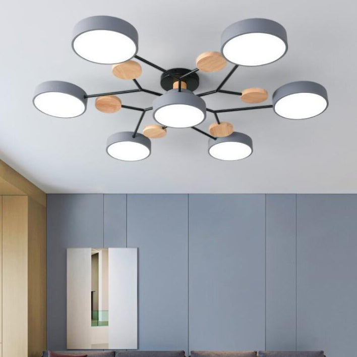 Skandinavische LED Deckenlampe – Mehrflammig in Weiß, Grün & Grau-Semi-Flush Mount Lighting-Lumensis-6+1-Weißes Licht (5000K)-Lumensis