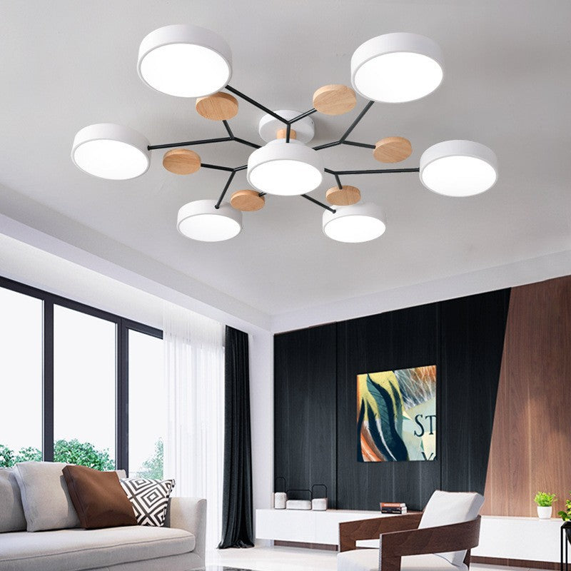 Skandinavische LED Deckenlampe – Mehrflammig in Weiß, Grün & Grau-Semi-Flush Mount Lighting-Lumensis-6+1-Weißes Licht (5000K)-Lumensis