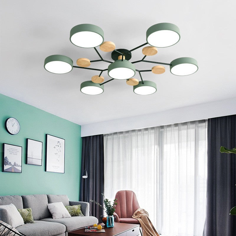 Skandinavische LED Deckenlampe – Mehrflammig in Weiß, Grün & Grau-Semi-Flush Mount Lighting-Lumensis-6+1-Weißes Licht (5000K)-Lumensis