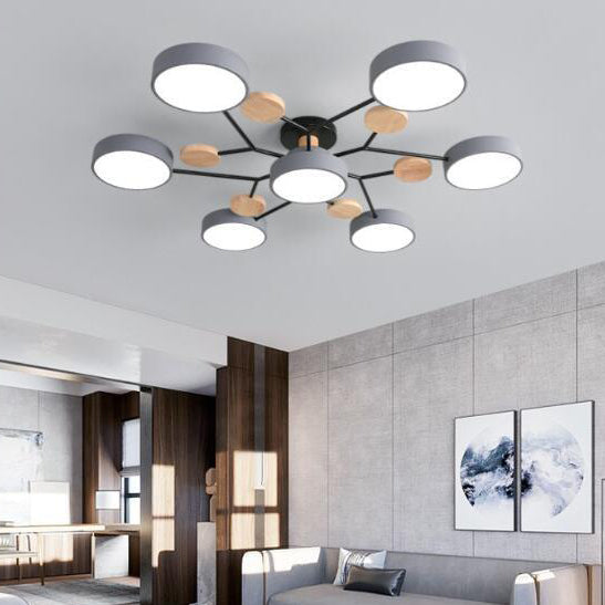 Skandinavische LED Deckenlampe – Mehrflammig in Weiß, Grün & Grau-Semi-Flush Mount Lighting-Lumensis-3+1-Weißes Licht (5000K)-Lumensis