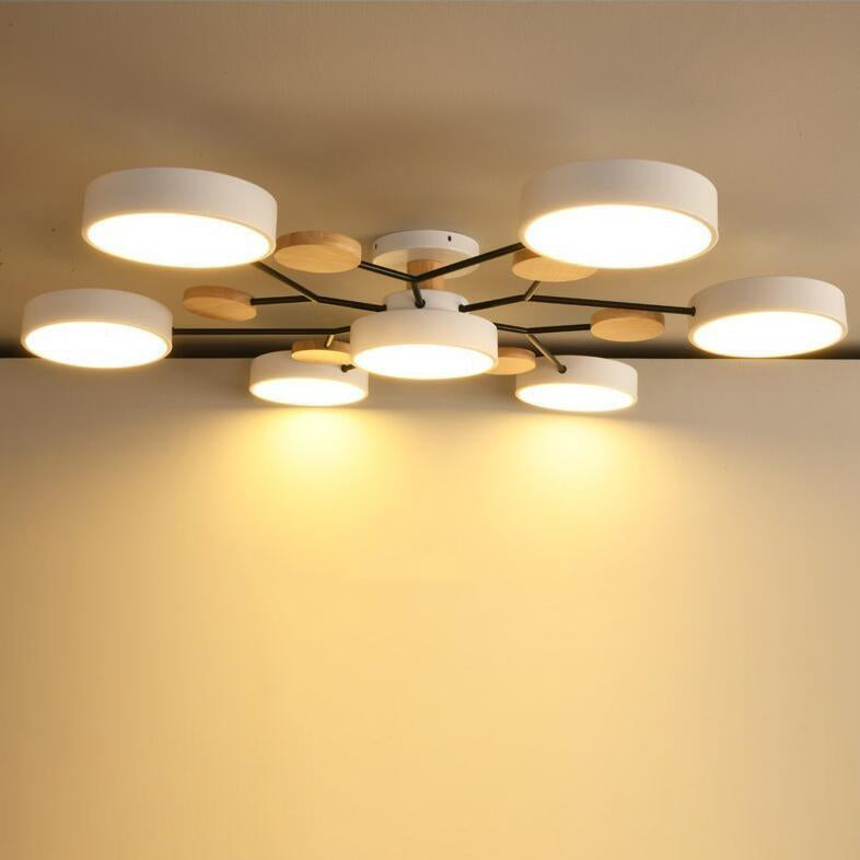 Skandinavische LED Deckenlampe – Mehrflammig in Weiß, Grün & Grau-Semi-Flush Mount Lighting-Lumensis-3+1-Weißes Licht (5000K)-Lumensis
