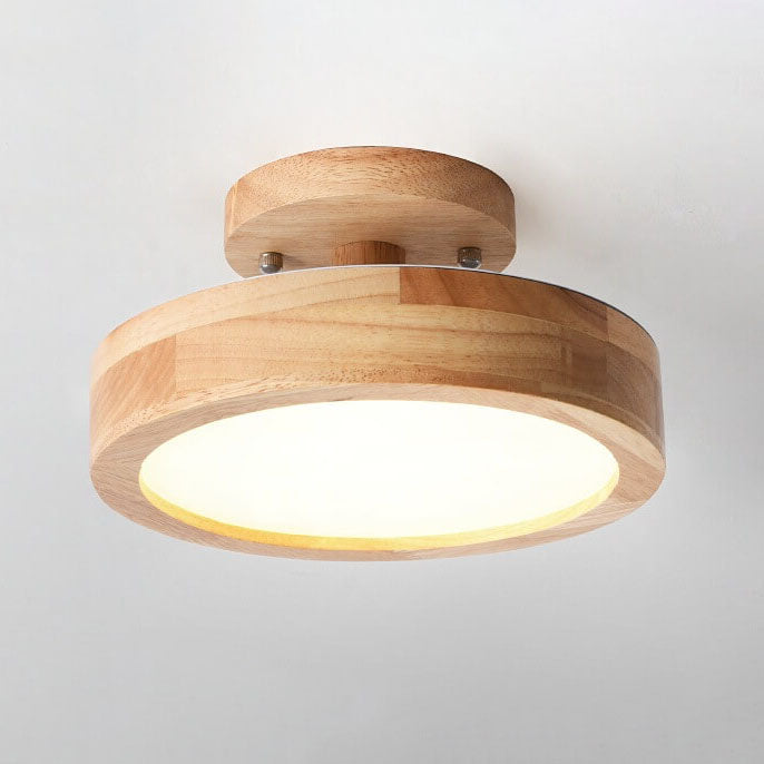 Skandi LED Deckenleuchte – Minimalistisches Design mit Holz-Sockel-Semi-Flush Mount Lighting-Lumensis-Medium-Warmes Licht(3000K)-Lumensis