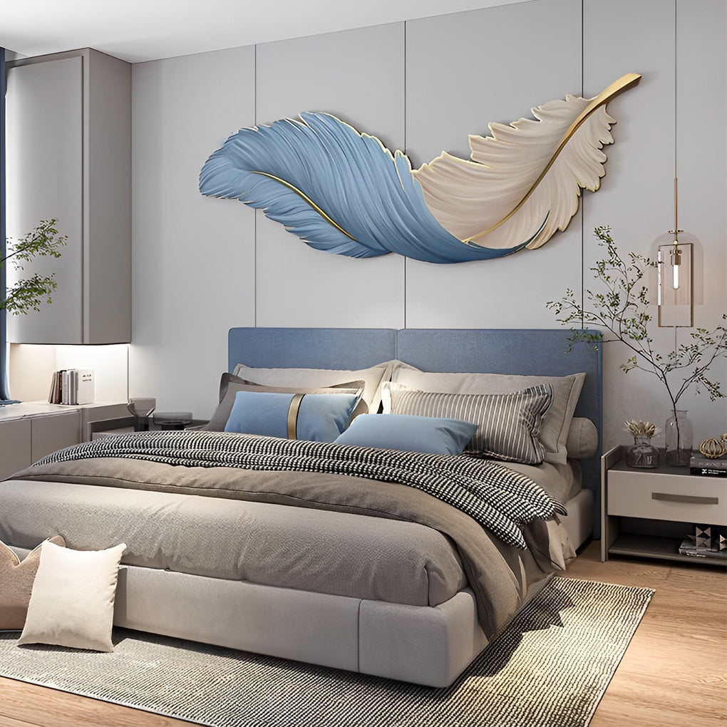 Feder-Wandkunst mit LED-Beleuchtung – Dimmbar & USB-betrieben – Modernes Wandbild-Lighting > Wall Lights > LED Wall Art-Lumensis-30 x 80 cm-Blau-Lumensis