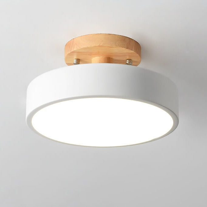 Skandi LED Deckenleuchte – Minimalistisches Design mit Holz-Sockel-Semi-Flush Mount Lighting-Lumensis-Medium-Warmes Licht(3000K)-Lumensis
