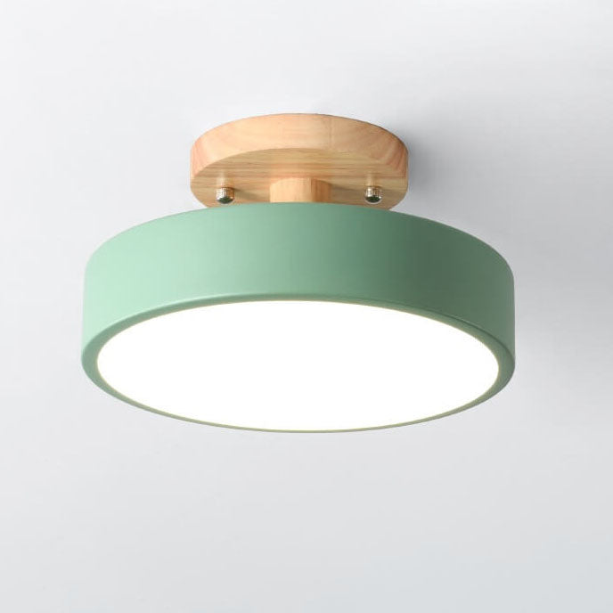 Skandi LED Deckenleuchte – Minimalistisches Design mit Holz-Sockel-Semi-Flush Mount Lighting-Lumensis-Medium-Warmes Licht(3000K)-Lumensis