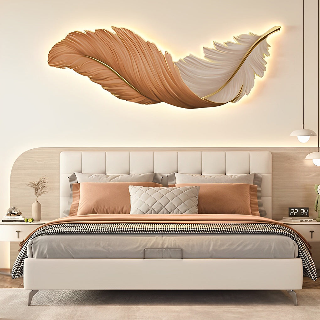 Feder-Wandkunst mit LED-Beleuchtung – Dimmbar & USB-betrieben – Modernes Wandbild-Lighting > Wall Lights > LED Wall Art-Lumensis-30 x 80 cm-Blau-Lumensis