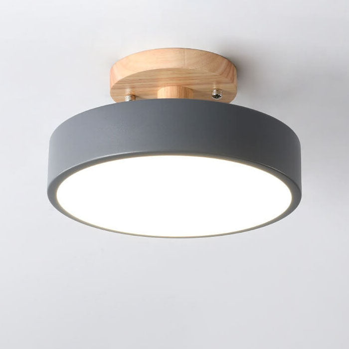 Skandi LED Deckenleuchte – Minimalistisches Design mit Holz-Sockel-Semi-Flush Mount Lighting-Lumensis-Medium-Warmes Licht(3000K)-Lumensis
