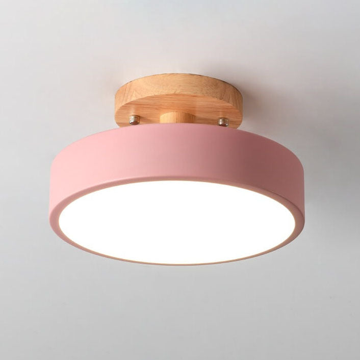 Skandi LED Deckenleuchte – Minimalistisches Design mit Holz-Sockel-Semi-Flush Mount Lighting-Lumensis-Medium-Warmes Licht(3000K)-Lumensis