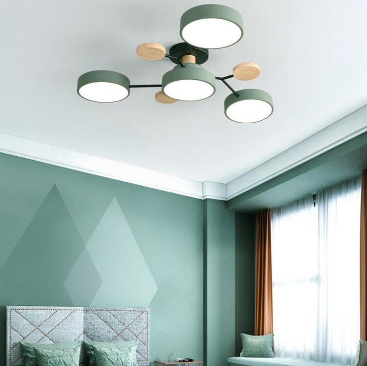 Skandinavische LED Deckenlampe – Mehrflammig in Weiß, Grün & Grau-Semi-Flush Mount Lighting-Lumensis-3+1-Weißes Licht (5000K)-Lumensis