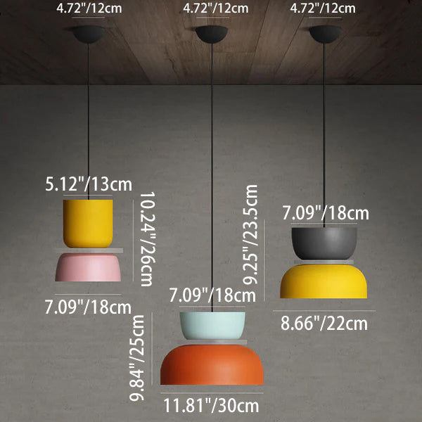 Designer LED Pendelleuchte – Buntes Color-Blocking & Nordic Style-Pendants-Lumensis-Small-Gelb & Rosa-100V-120V-Lumensis