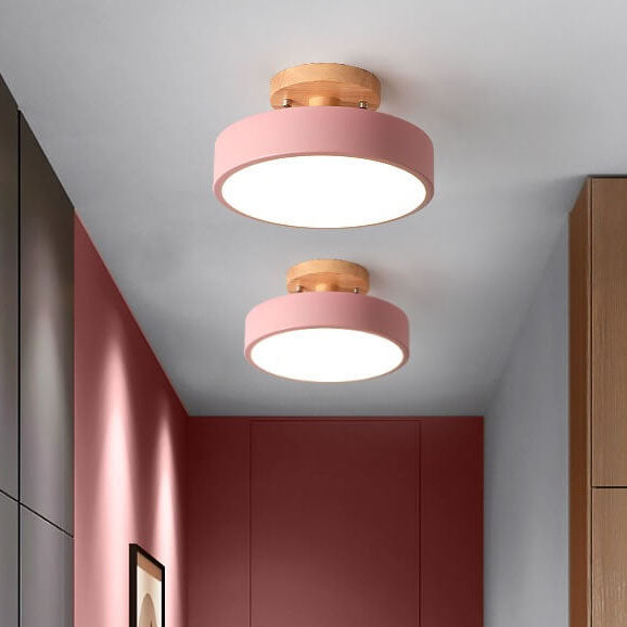 Skandi LED Deckenleuchte – Minimalistisches Design mit Holz-Sockel-Semi-Flush Mount Lighting-Lumensis-Small-Warmes Licht(3000K)-Lumensis