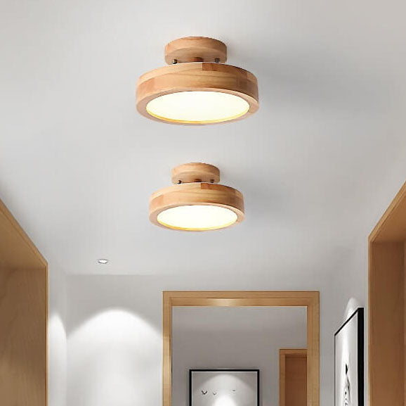 Skandi LED Deckenleuchte – Minimalistisches Design mit Holz-Sockel-Semi-Flush Mount Lighting-Lumensis-Small-Warmes Licht(3000K)-Lumensis