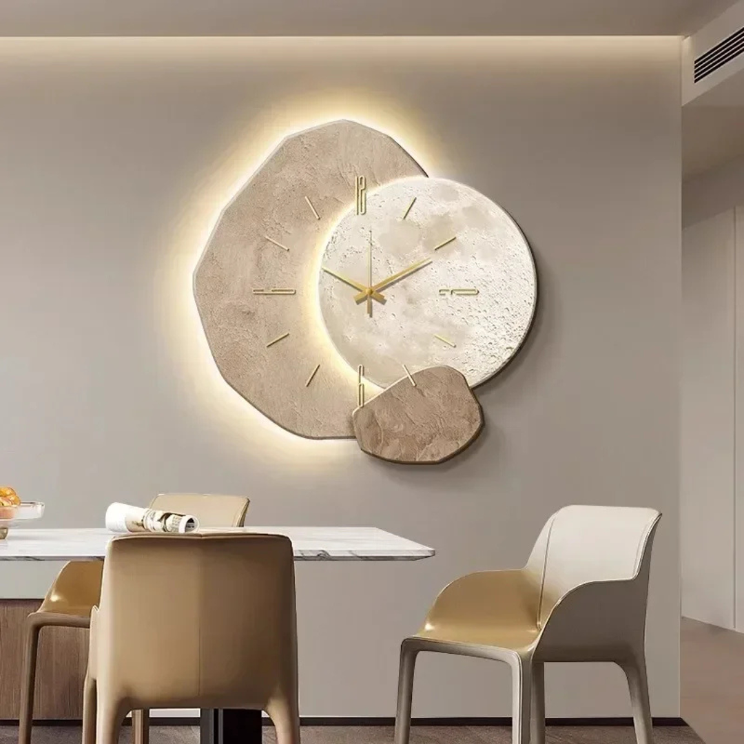 LED Wanduhr Holz-Optik – Lautlose Design-Uhr mit Licht & Dimmer-wall lamps-Lumensis-Mit USB-Lampe C-40 cm-Lumensis