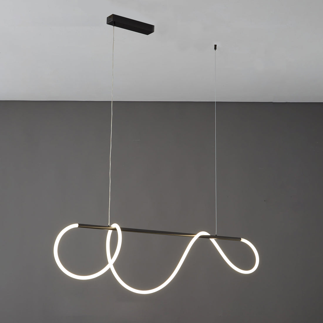 LED Pendelleuchte Wellen-Design – Moderne Designer-Hängelampe-Chandelier-Lumensis-Mattschwarz-110cm-Lumensis
