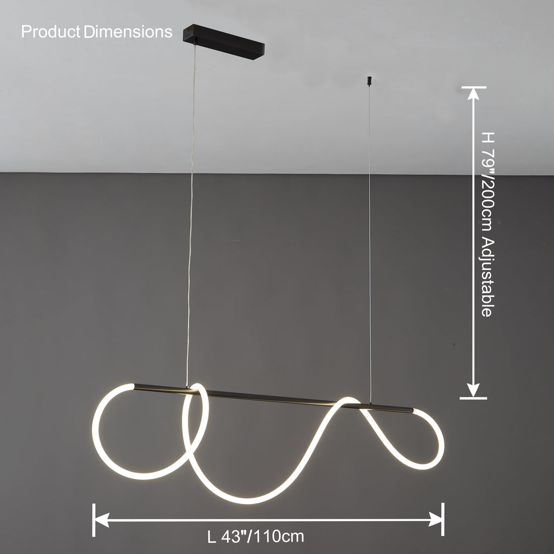 LED Pendelleuchte Wellen-Design – Moderne Designer-Hängelampe-Chandelier-Lumensis-Mattschwarz-110cm-Lumensis