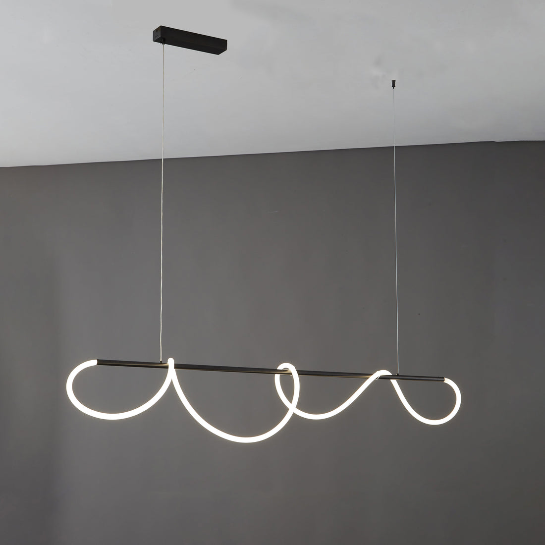 LED Pendelleuchte Wellen-Design – Moderne Designer-Hängelampe-Chandelier-Lumensis-Mattschwarz-150cm-Lumensis
