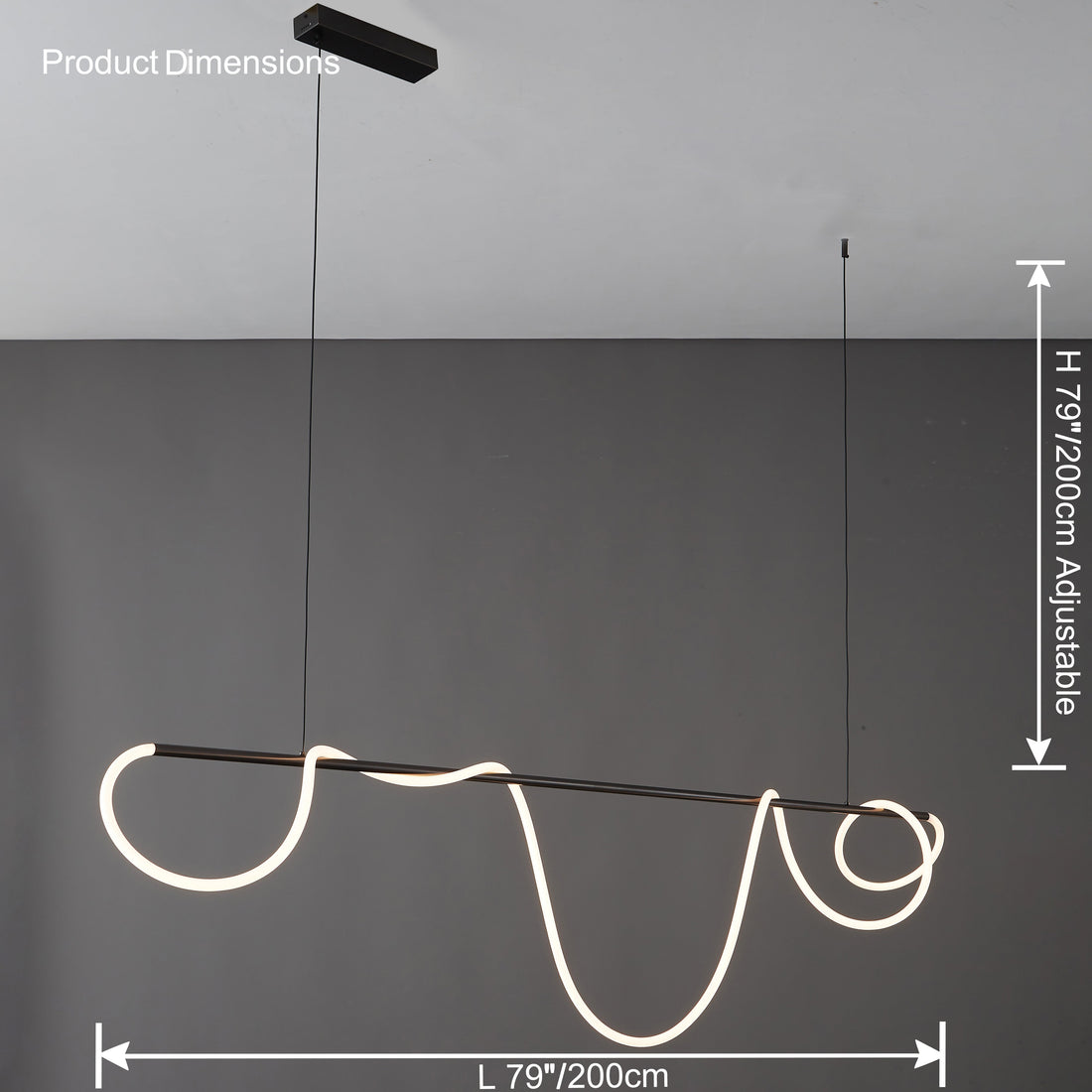 LED Pendelleuchte Wellen-Design – Moderne Designer-Hängelampe-Chandelier-Lumensis-Mattschwarz-110cm-Lumensis