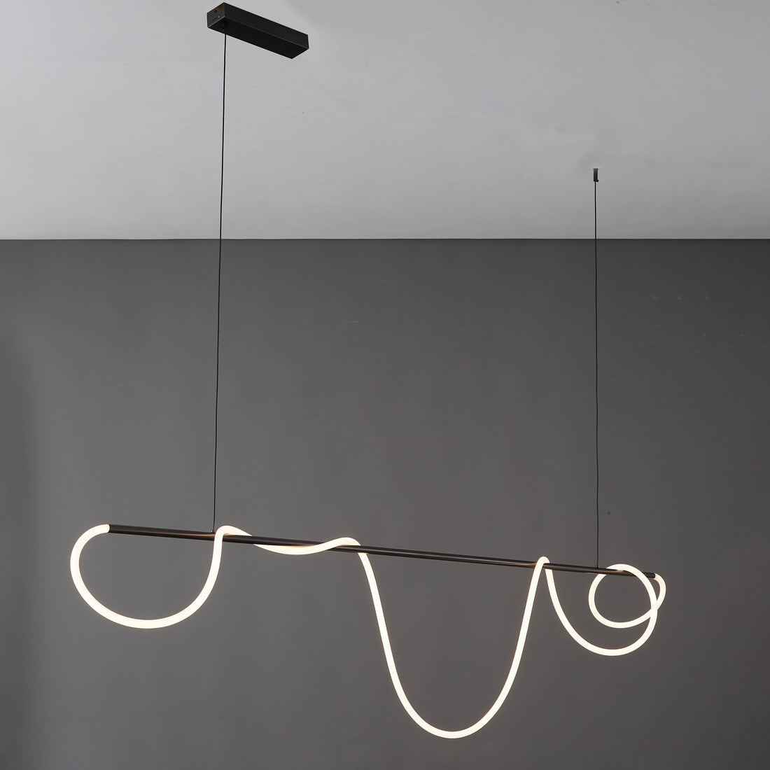 LED Pendelleuchte Wellen-Design – Moderne Designer-Hängelampe-Chandelier-Lumensis-Mattschwarz-200cm-Lumensis