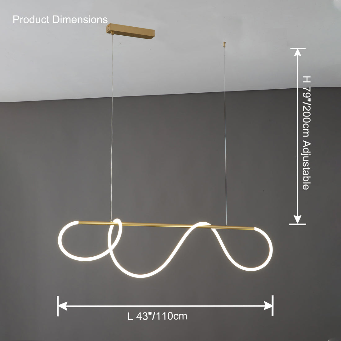 LED Pendelleuchte Wellen-Design – Moderne Designer-Hängelampe-Chandelier-Lumensis-Mattschwarz-110cm-Lumensis