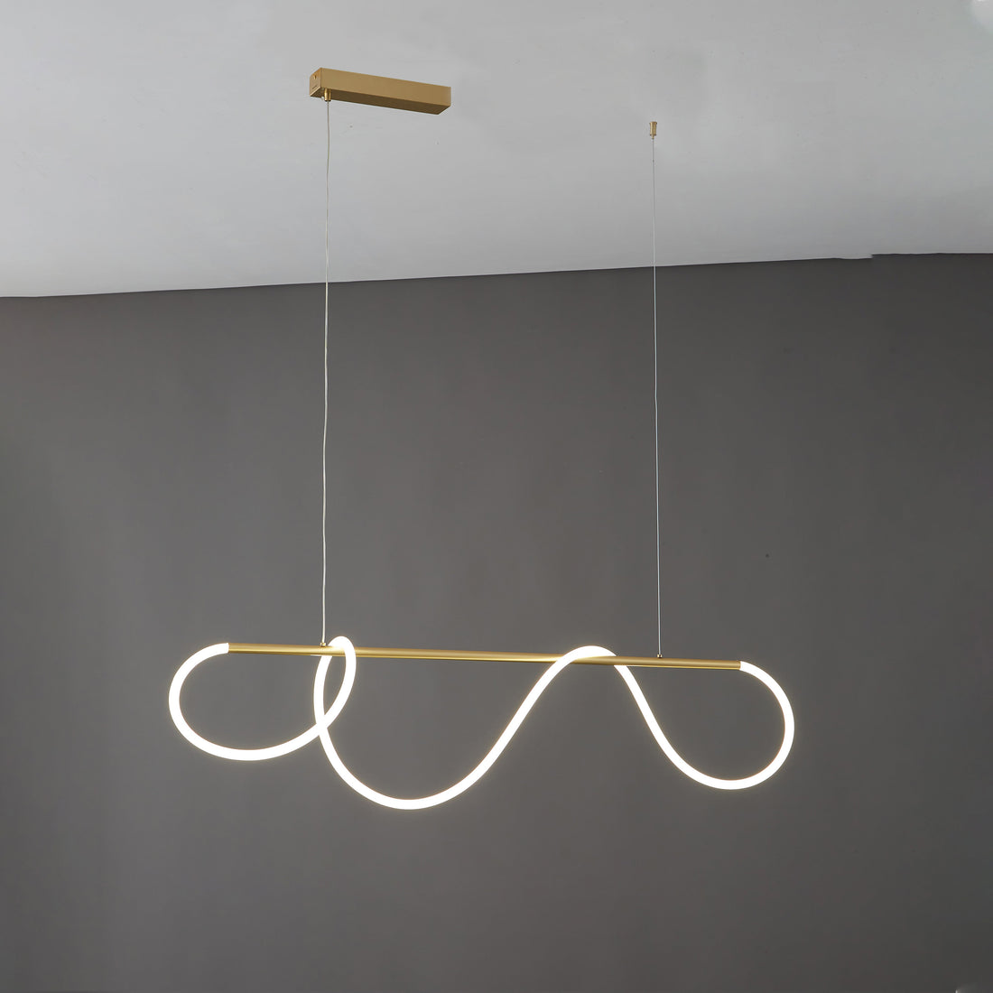 LED Pendelleuchte Wellen-Design – Moderne Designer-Hängelampe-Chandelier-Lumensis-Poliertes Messing-110cm-Lumensis