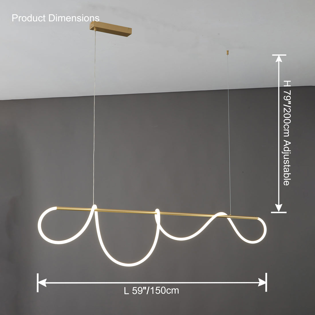 LED Pendelleuchte Wellen-Design – Moderne Designer-Hängelampe-Chandelier-Lumensis-Mattschwarz-110cm-Lumensis