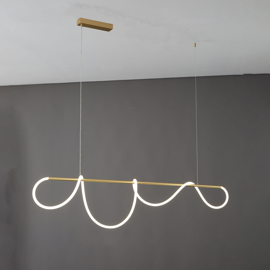 LED Pendelleuchte Wellen-Design – Moderne Designer-Hängelampe-Chandelier-Lumensis-Poliertes Messing-150cm-Lumensis