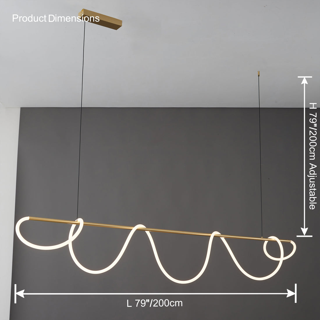 LED Pendelleuchte Wellen-Design – Moderne Designer-Hängelampe-Chandelier-Lumensis-Mattschwarz-110cm-Lumensis
