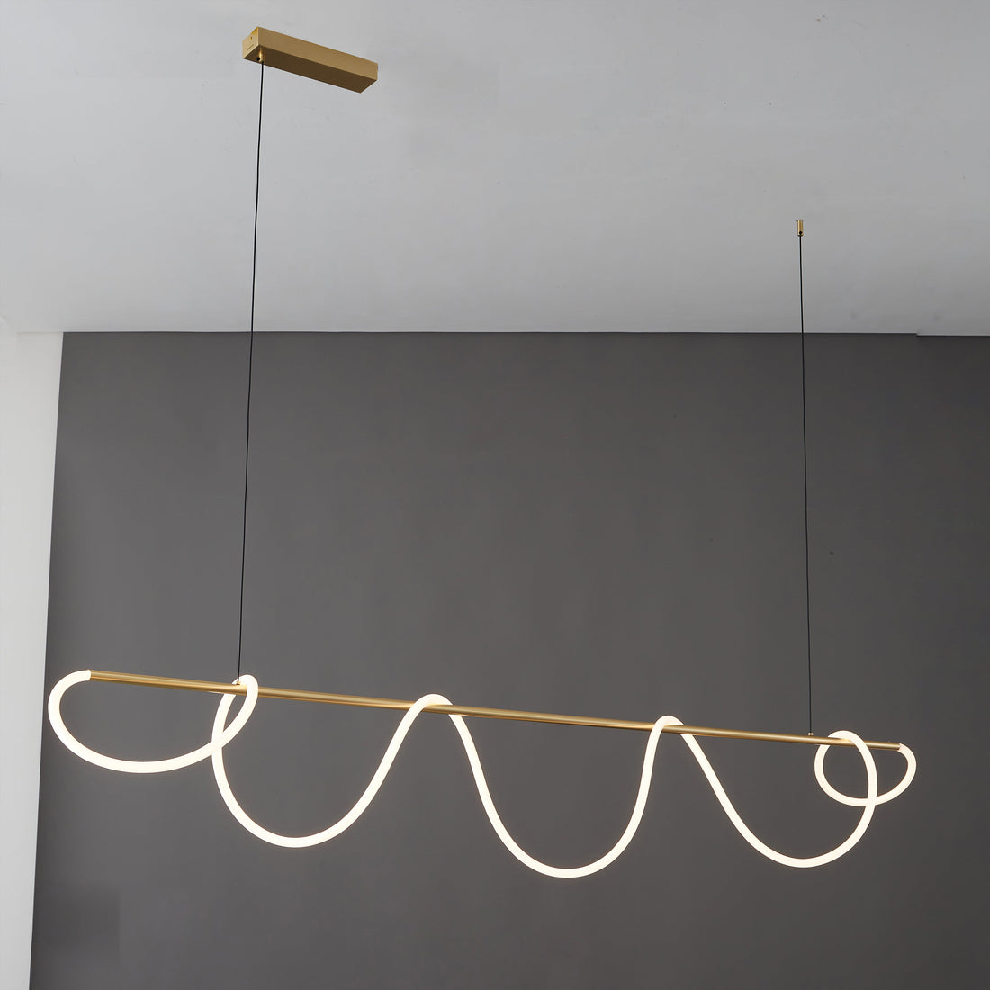 LED Pendelleuchte Wellen-Design – Moderne Designer-Hängelampe-Chandelier-Lumensis-Poliertes Messing-200cm-Lumensis