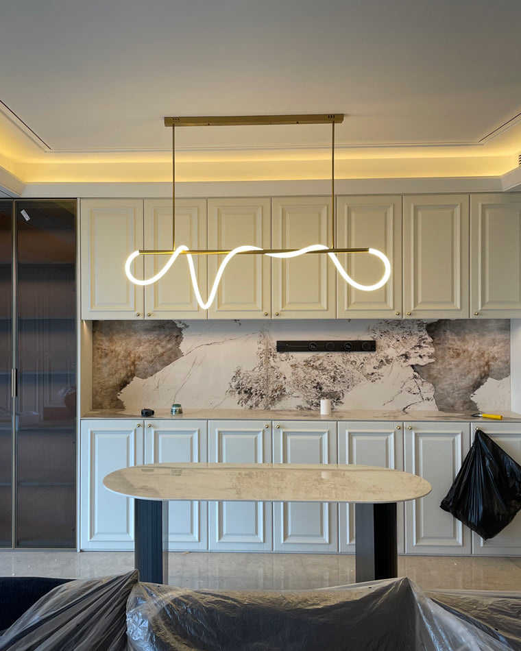 LED Pendelleuchte Wellen-Design – Moderne Designer-Hängelampe-Chandelier-Lumensis-Mattschwarz-110cm-Lumensis