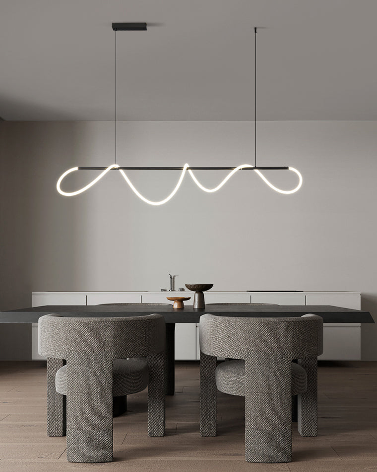 LED Pendelleuchte Wellen-Design – Moderne Designer-Hängelampe-Chandelier-Lumensis-Mattschwarz-150cm-Lumensis