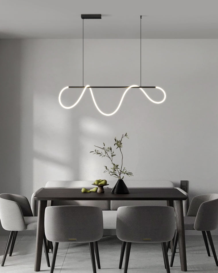 LED Pendelleuchte Wellen-Design – Moderne Designer-Hängelampe-Chandelier-Lumensis-Mattschwarz-110cm-Lumensis