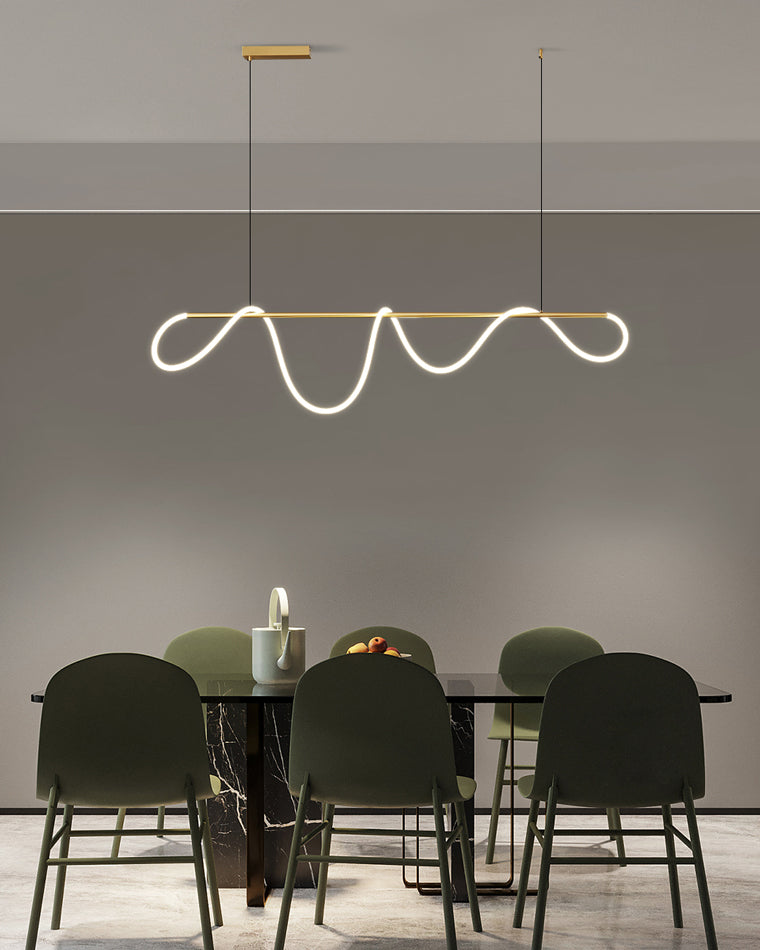 LED Pendelleuchte Wellen-Design – Moderne Designer-Hängelampe-Chandelier-Lumensis-Poliertes Messing-150cm-Lumensis
