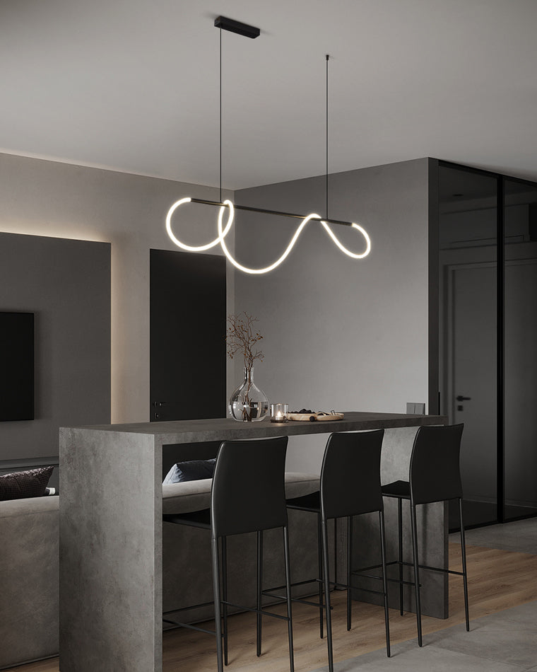 LED Pendelleuchte Wellen-Design – Moderne Designer-Hängelampe-Chandelier-Lumensis-Mattschwarz-110cm-Lumensis