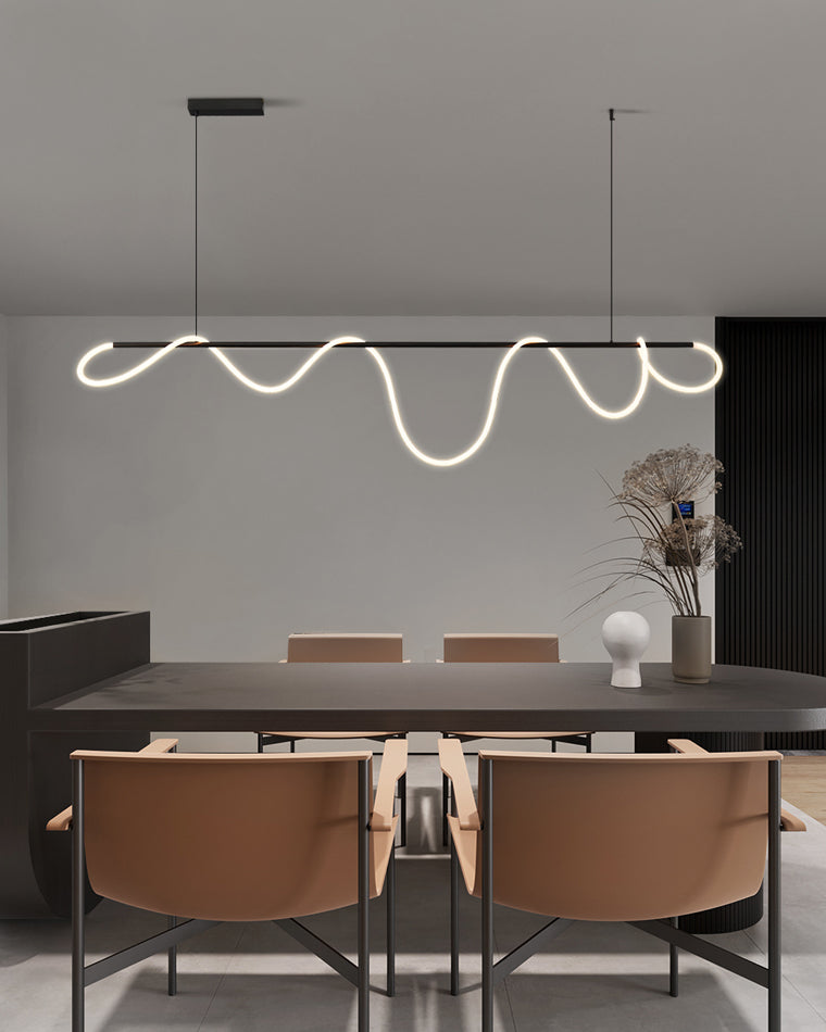 LED Pendelleuchte Wellen-Design – Moderne Designer-Hängelampe-Chandelier-Lumensis-Mattschwarz-200cm-Lumensis