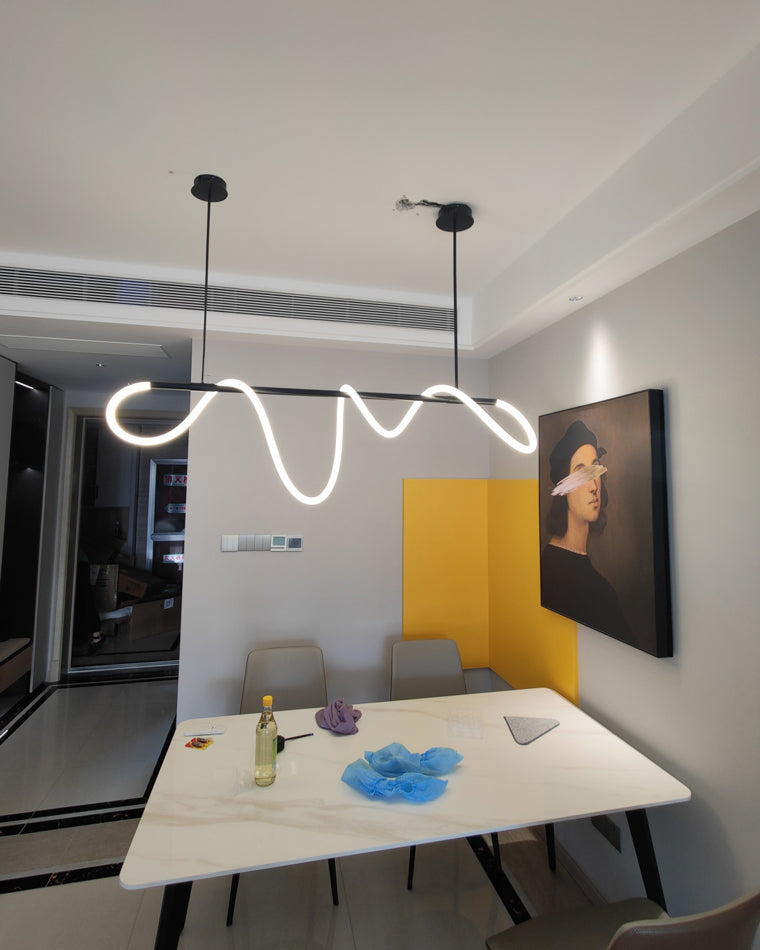 LED Pendelleuchte Wellen-Design – Moderne Designer-Hängelampe-Chandelier-Lumensis-Mattschwarz-110cm-Lumensis