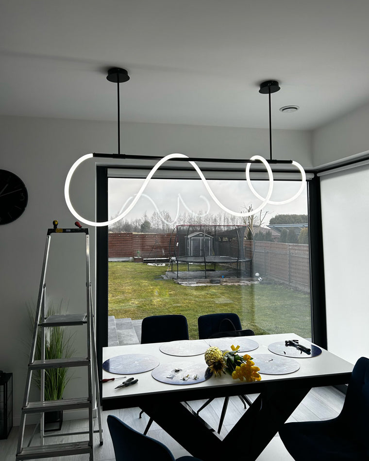 LED Pendelleuchte Wellen-Design – Moderne Designer-Hängelampe-Chandelier-Lumensis-Mattschwarz-110cm-Lumensis