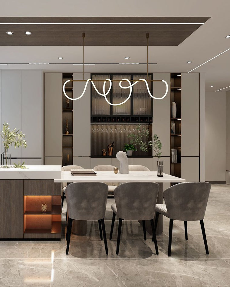LED Pendelleuchte Wellen-Design – Moderne Designer-Hängelampe-Chandelier-Lumensis-Mattschwarz-110cm-Lumensis