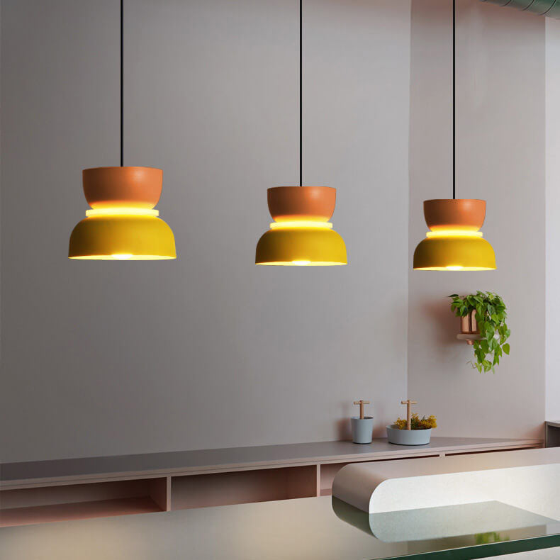 Designer LED Pendelleuchte – Buntes Color-Blocking & Nordic Style-Pendants-Lumensis-Small-Gelb & Rosa-100V-120V-Lumensis