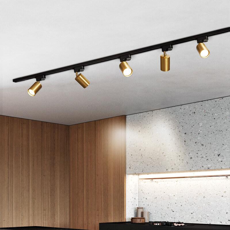 LED Schienensystem – Verstellbare Spotlights im Industrial Design-Flush Mount Lighting-Lumensis-3-flammig | 100 cm Schiene-Gold-Lumensis