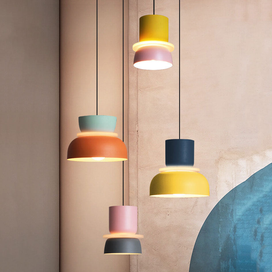 Designer LED Pendelleuchte – Buntes Color-Blocking & Nordic Style-Pendants-Lumensis-Small-Gelb & Rosa-220V-240V-Lumensis