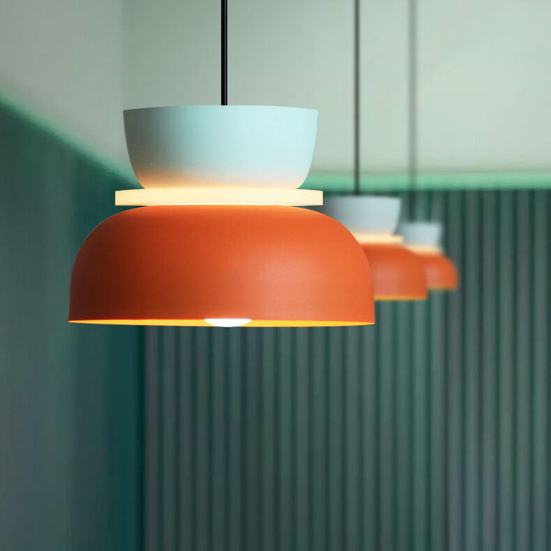 Designer LED Pendelleuchte – Buntes Color-Blocking & Nordic Style-Pendants-Lumensis-Small-Gelb & Rosa-100V-120V-Lumensis