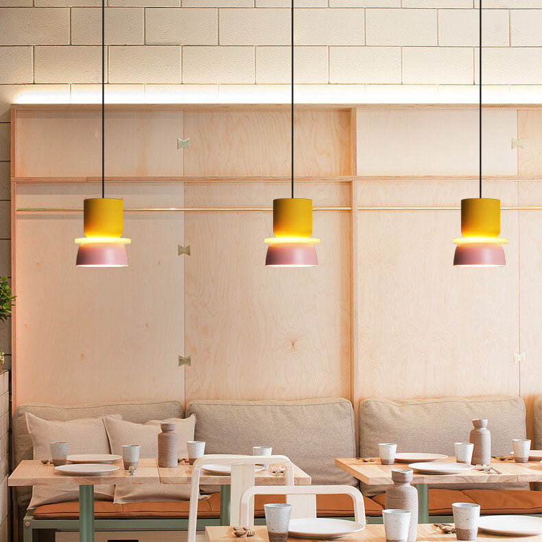 Designer LED Pendelleuchte – Buntes Color-Blocking & Nordic Style-Pendants-Lumensis-Small-Gelb & Rosa-100V-120V-Lumensis