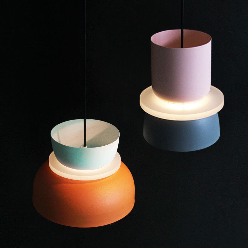 Designer LED Pendelleuchte – Buntes Color-Blocking & Nordic Style-Pendants-Lumensis-Small-Gelb & Rosa-100V-120V-Lumensis