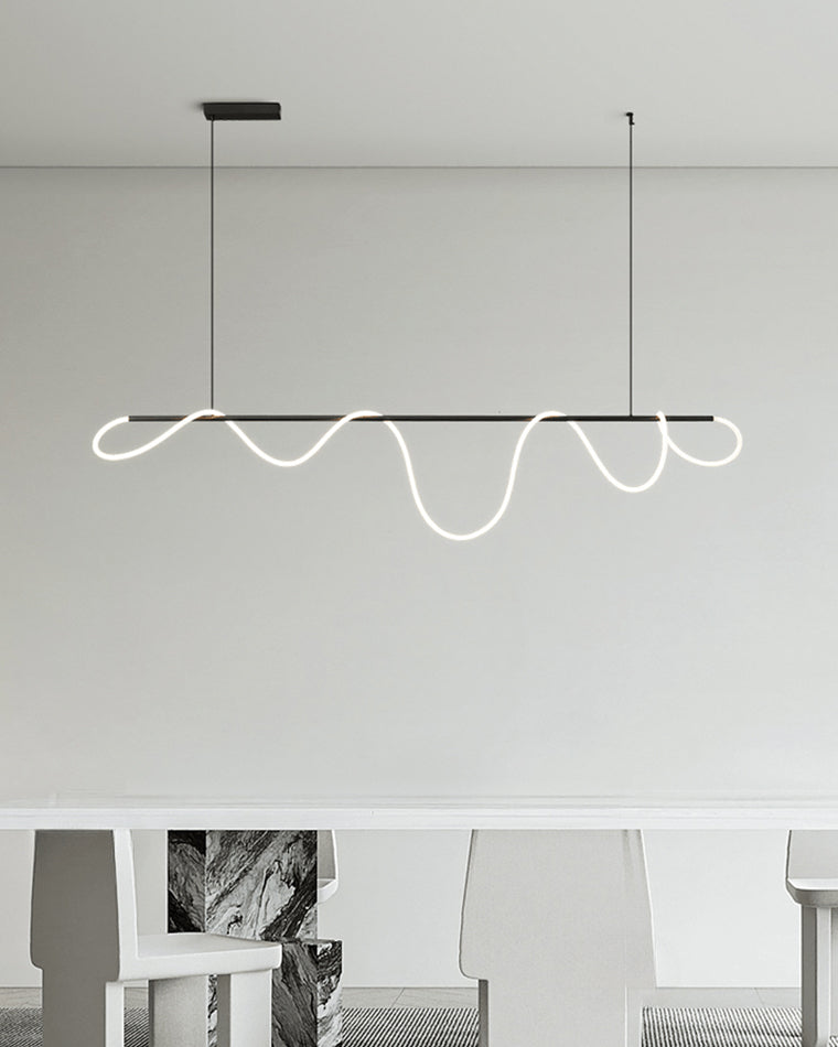 LED Pendelleuchte Wellen-Design – Moderne Designer-Hängelampe-Chandelier-Lumensis-Mattschwarz-110cm-Lumensis