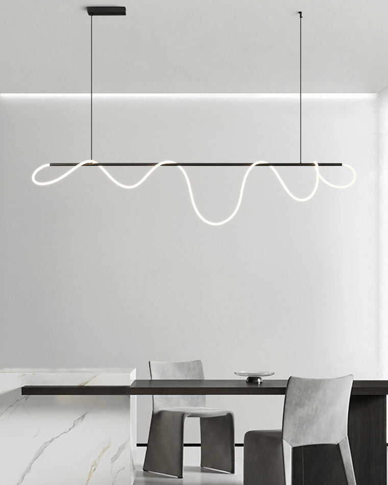 LED Pendelleuchte Wellen-Design – Moderne Designer-Hängelampe-Chandelier-Lumensis-Mattschwarz-110cm-Lumensis
