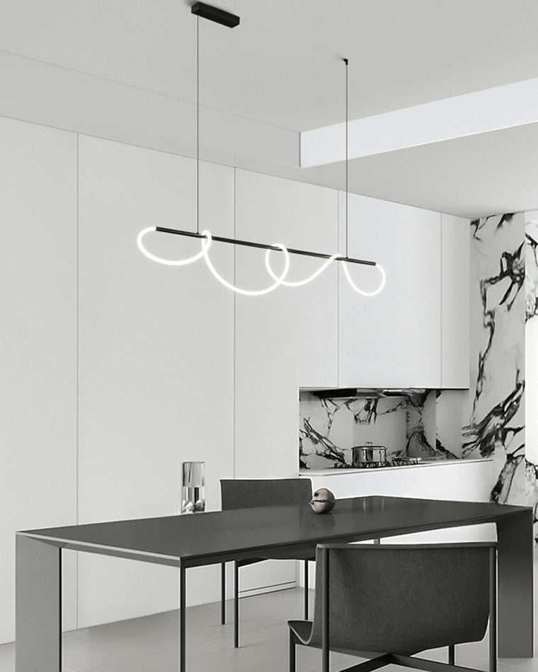 LED Pendelleuchte Wellen-Design – Moderne Designer-Hängelampe-Chandelier-Lumensis-Mattschwarz-110cm-Lumensis