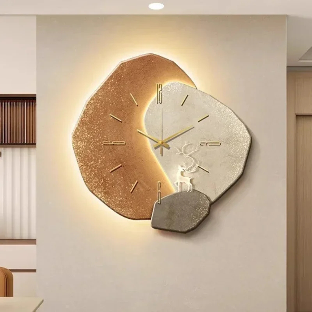 LED Wanduhr Holz-Optik – Lautlose Design-Uhr mit Licht & Dimmer-wall lamps-Lumensis-Mit USB-Lampe B-40 cm-Lumensis