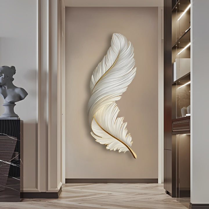 Feder-Wandkunst mit LED-Beleuchtung – Dimmbar & USB-betrieben – Modernes Wandbild-Lighting > Wall Lights > LED Wall Art-Lumensis-50 x 150 cm-Weiß-Lumensis