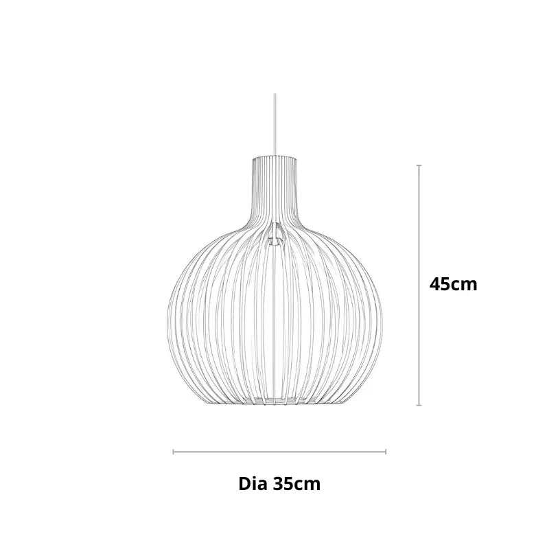 Holz Pendelleuchte Skandinavisch – Runde Hängelampe 35/45/55 cm-Ceiling Lamps-Lumensis-Ø 35cm-Außen schwarz | innen Holz-Lumensis