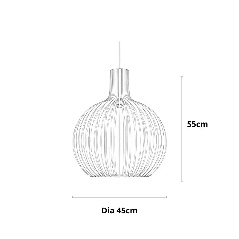 Holz Pendelleuchte Skandinavisch – Runde Hängelampe 35/45/55 cm-Ceiling Lamps-Lumensis-Ø 35cm-Außen schwarz | innen Holz-Lumensis